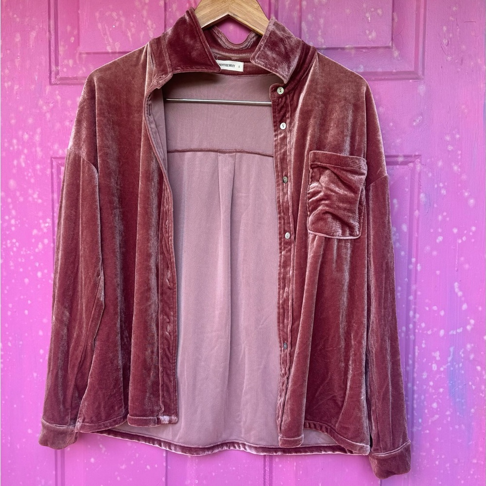 Velvet Button-Up Jacket in Mauve